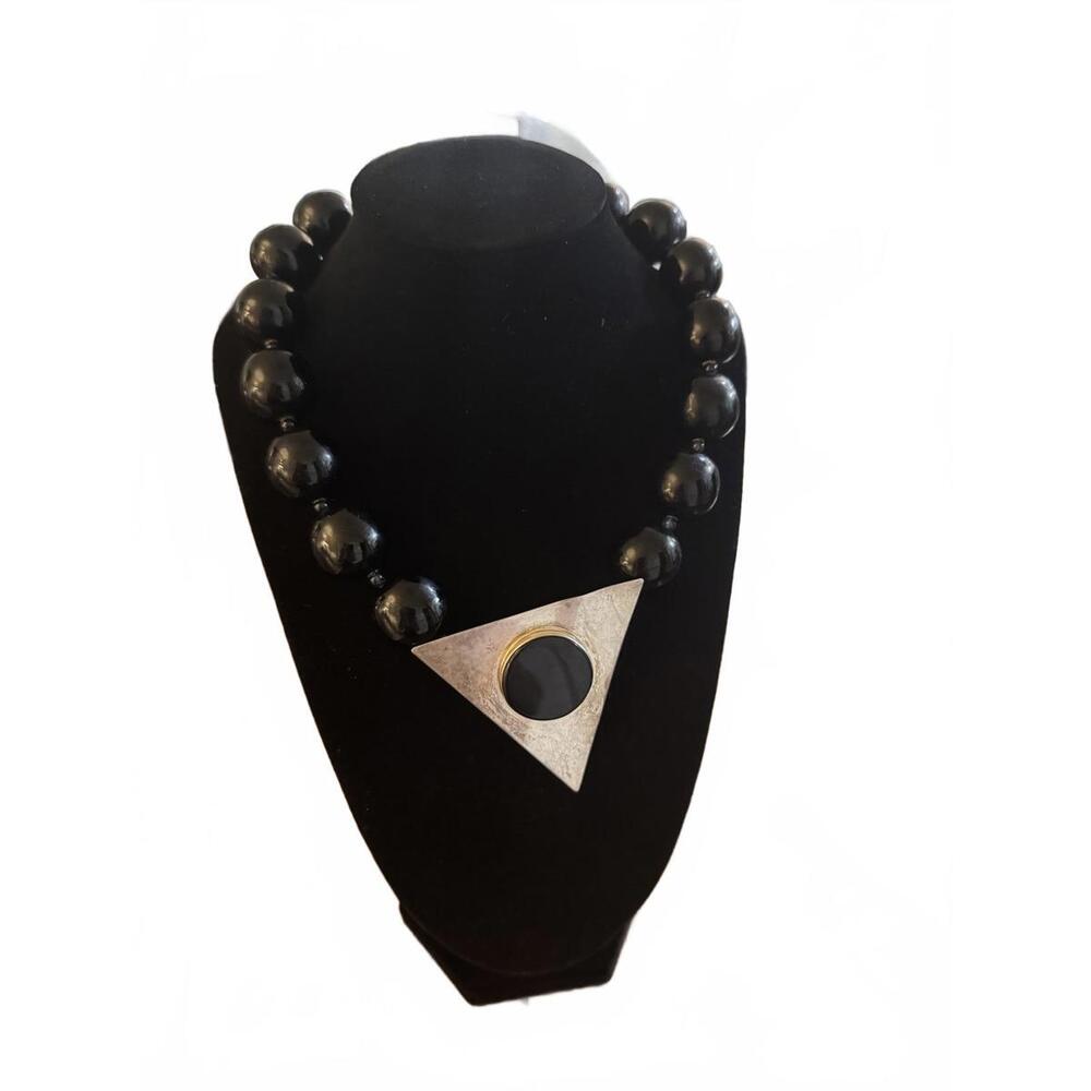 Bold Tulla Booth Sterling Silver and Jet Necklace Set